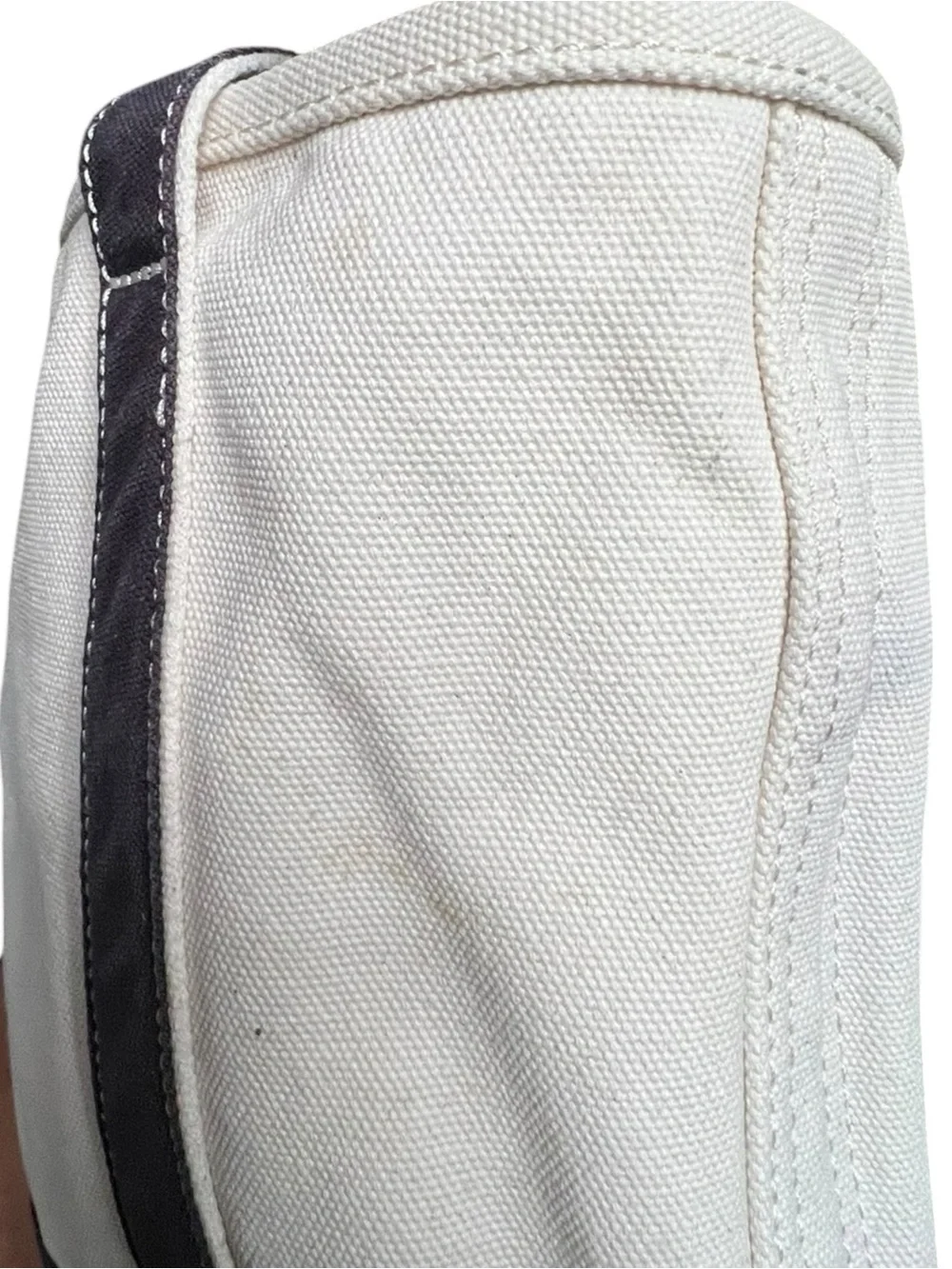 🌻Lands' End Medium Canvas Tote Bag Natural Navy Blue 5 Pocket Open Top Carryall